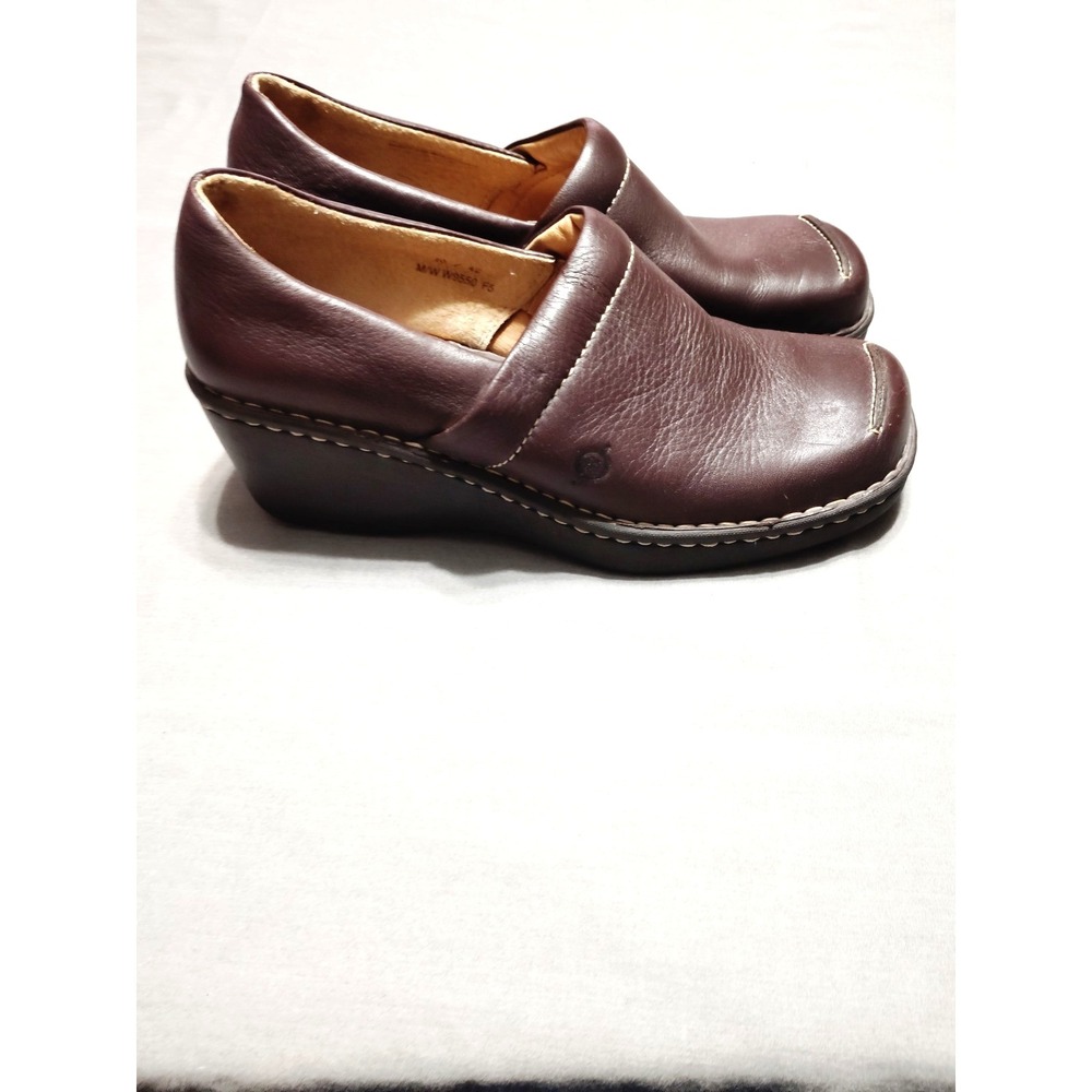 NWOT BORN W9550 P5 Women 10/42 Brown Leather Slip-on Wedge Preppy Academia Shoe‎ - Picture 5 of 12